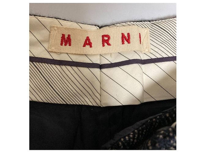 Marni weite Hose aus Kaschmir-Tweed Blau Marineblau - Ansicht 5