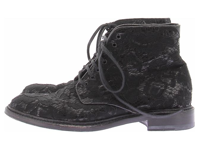 Saint Laurent Stivaletti neri con lacci Nero - vista 2