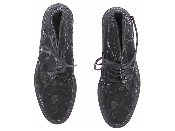 Saint Laurent Stivaletti neri con lacci Nero - vista 4