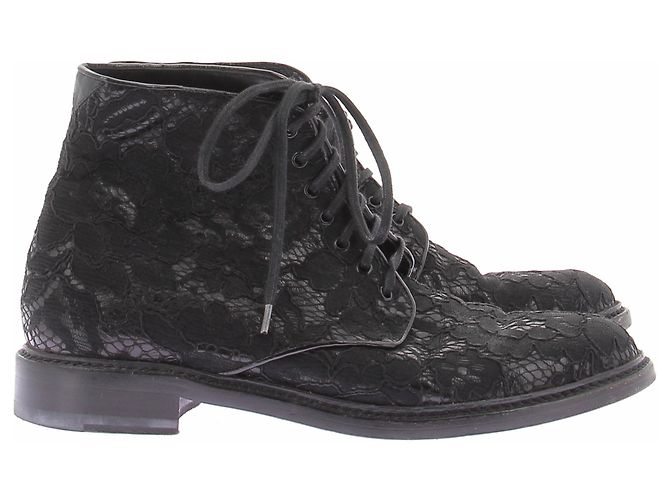 Saint Laurent Stivaletti neri con lacci Nero - vista 6