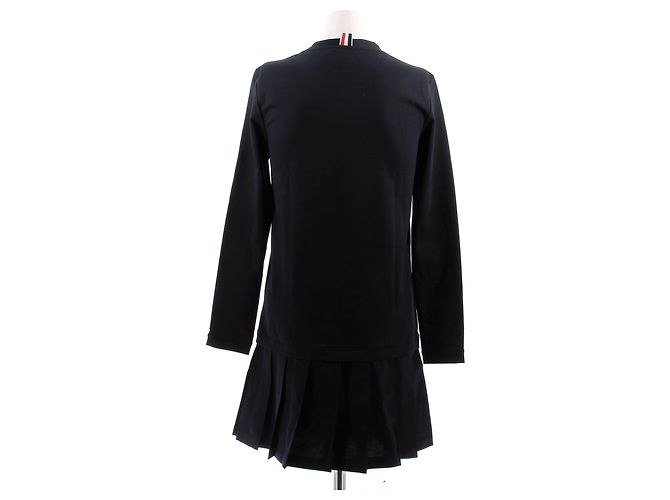 Thom Browne Abito midi dritto plissé blu navy - vista 2