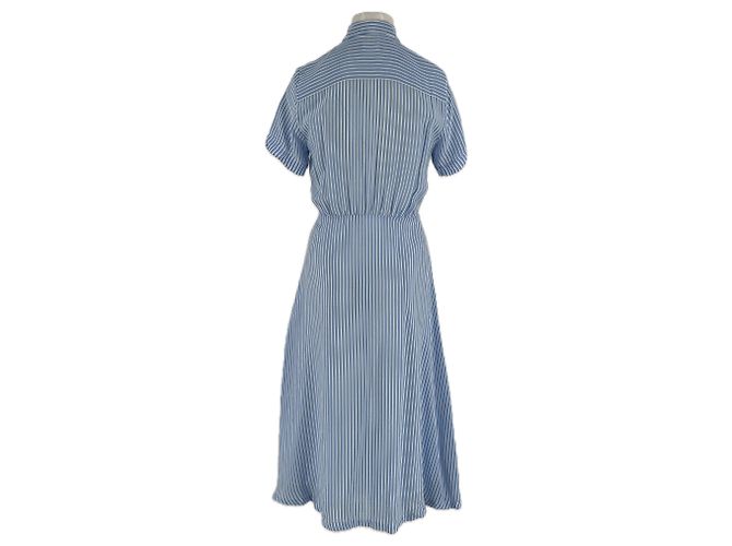 Vestido largo de algodón a rayas azul Sandro - vista 2