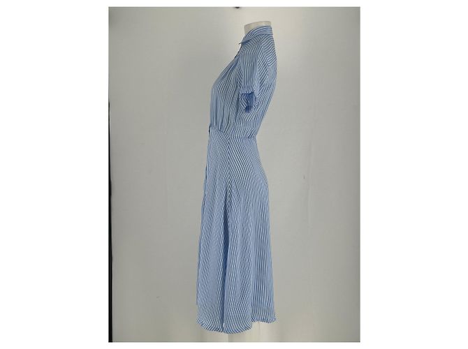 Vestido largo de algodón a rayas azul Sandro - vista 3