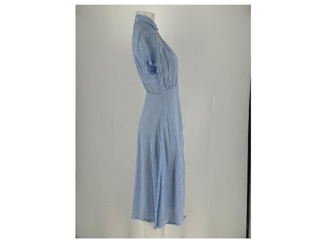 Vestido largo de algodón a rayas azul Sandro - vista 4