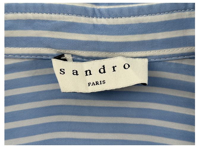 Vestido largo de algodón a rayas azul Sandro - vista 5