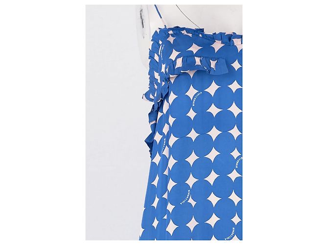 Vestido longo azul Bimba & Lola com gola de folhos - vista 3