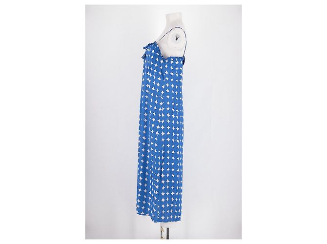 Vestido longo azul Bimba & Lola com gola de folhos - vista 5