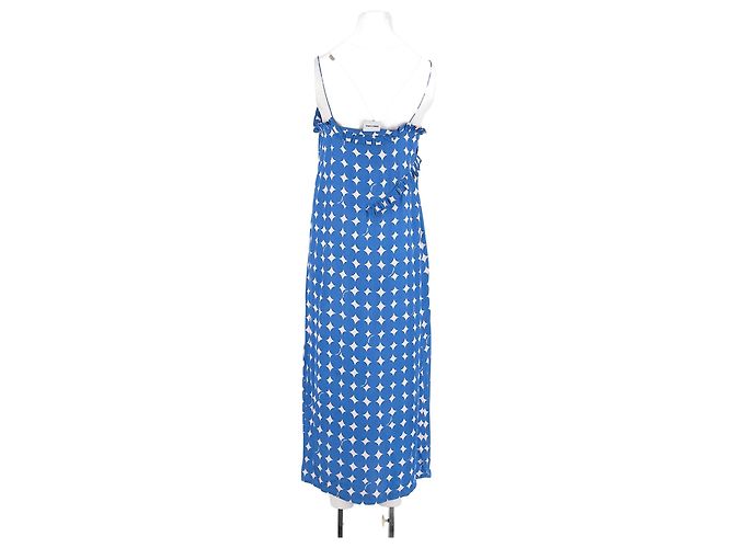 Vestido longo azul Bimba & Lola com gola de folhos - vista 6