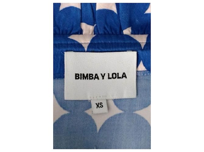 Vestido longo azul Bimba & Lola com gola de folhos - vista 7