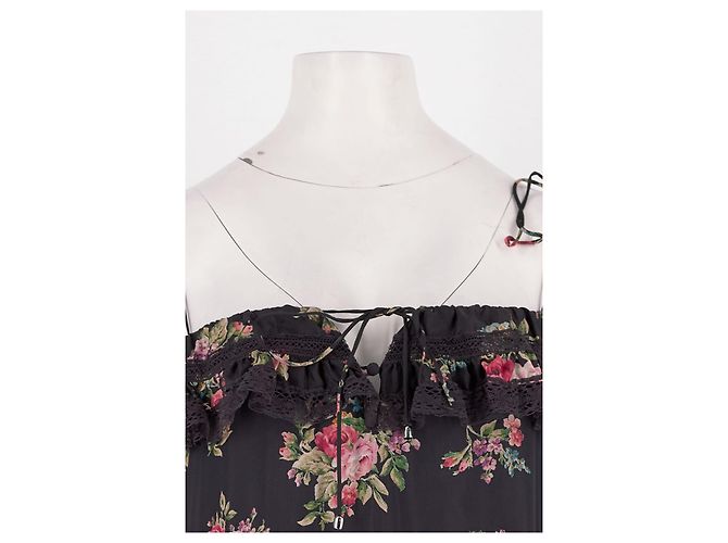 Zimmermann Schwarzes Seidenkleid mit Blumenprint trägerlos - Ansicht 2