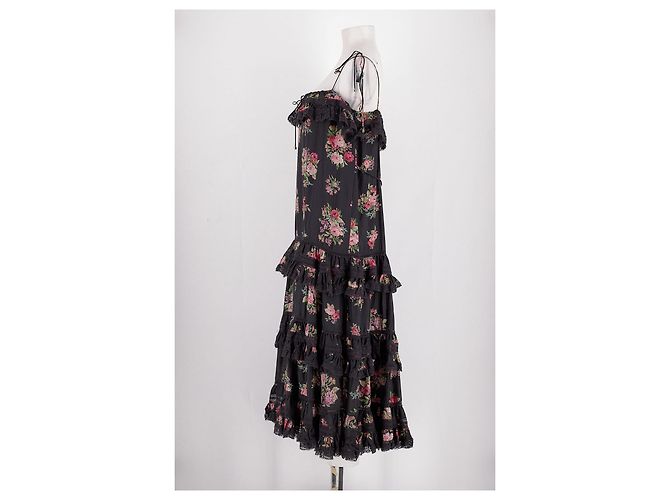Zimmermann Schwarzes Seidenkleid mit Blumenprint trägerlos - Ansicht 5