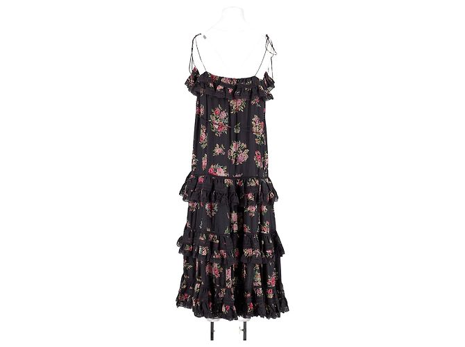 Zimmermann Schwarzes Seidenkleid mit Blumenprint trägerlos - Ansicht 6