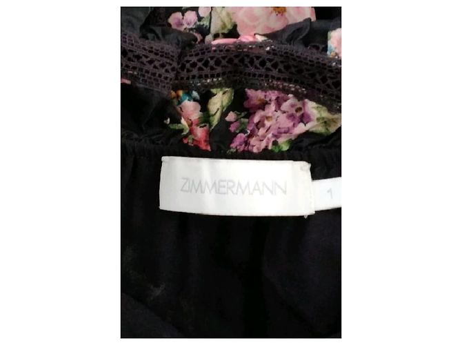 Zimmermann Schwarzes Seidenkleid mit Blumenprint trägerlos - Ansicht 7