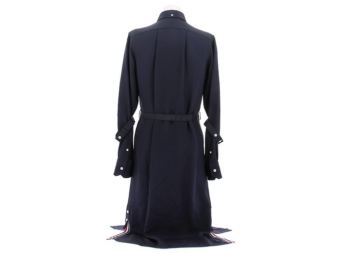 Thom Browne Abito midi dritto blu navy - vista 2