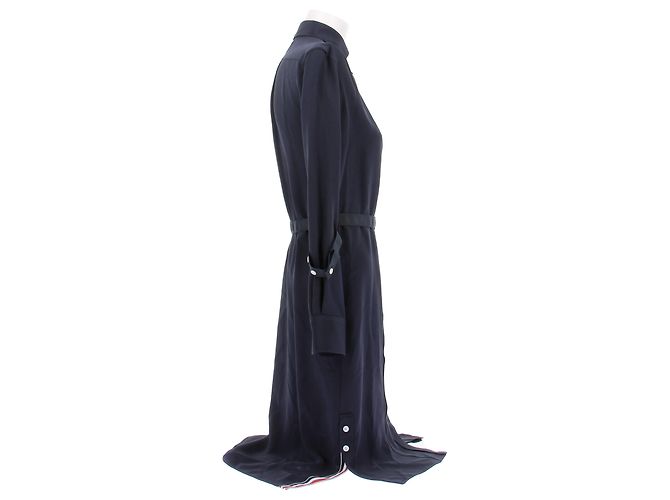 Thom Browne Abito midi dritto blu navy - vista 3