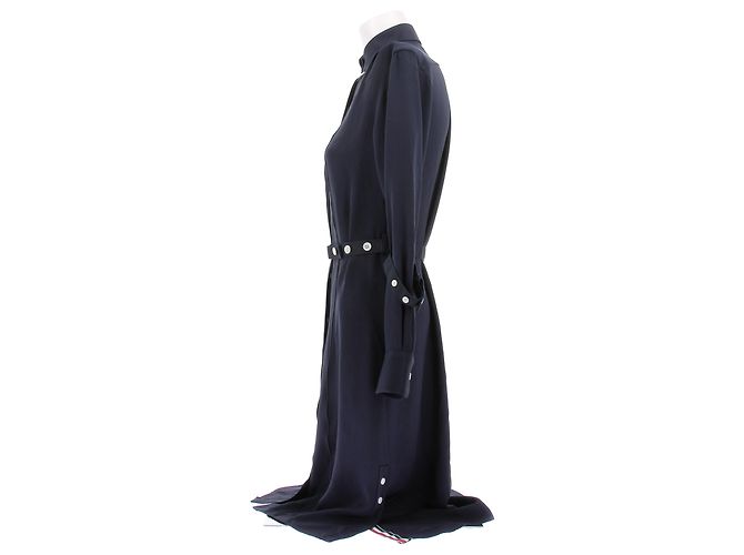 Thom Browne Abito midi dritto blu navy - vista 4