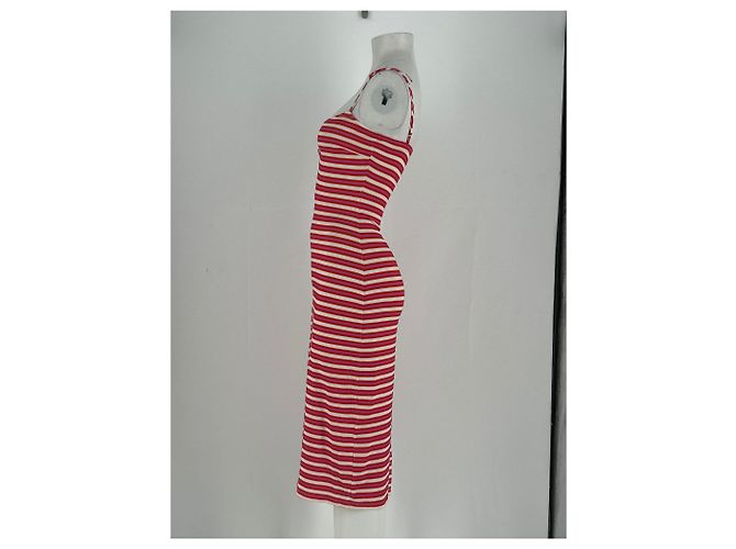 Autre Marque PUJKA Rosa gestreiftes Viscose Kleid Pink - Ansicht 3
