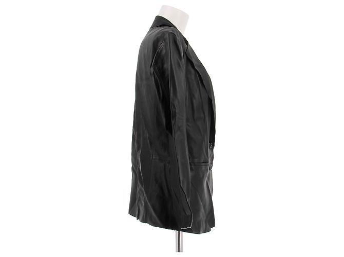 Massimo Dutti Lederblazer Schwarz - Ansicht 3