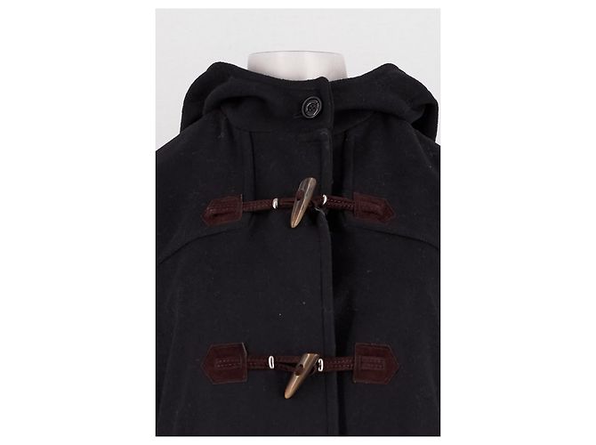 Autre Marque Abrigo duffle negro con capucha y botones de madera - vista 2