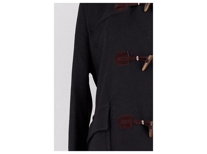 Autre Marque Abrigo duffle negro con capucha y botones de madera - vista 3