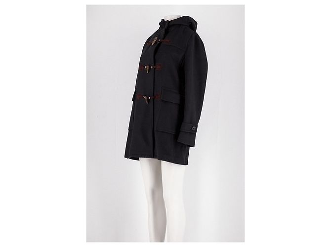 Autre Marque Abrigo duffle negro con capucha y botones de madera - vista 4