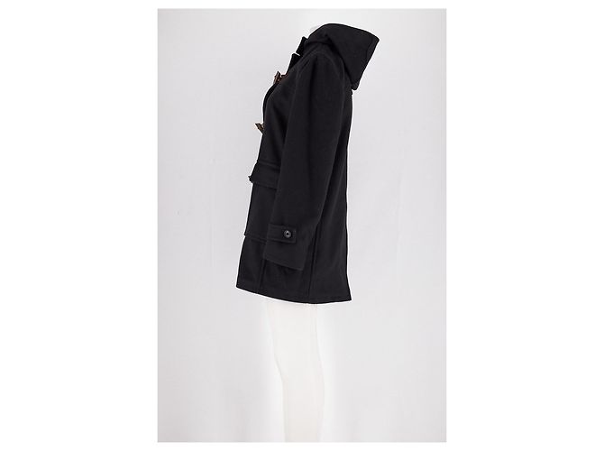 Autre Marque Abrigo duffle negro con capucha y botones de madera - vista 5