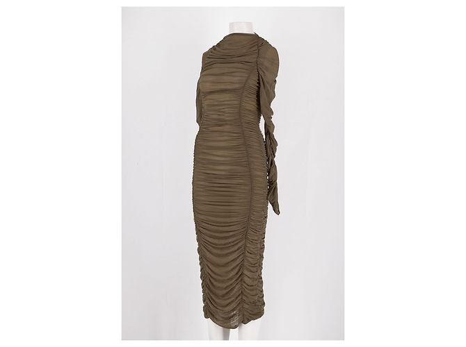 Autre Marque Vestido slim & ajustado caqui - vista 4