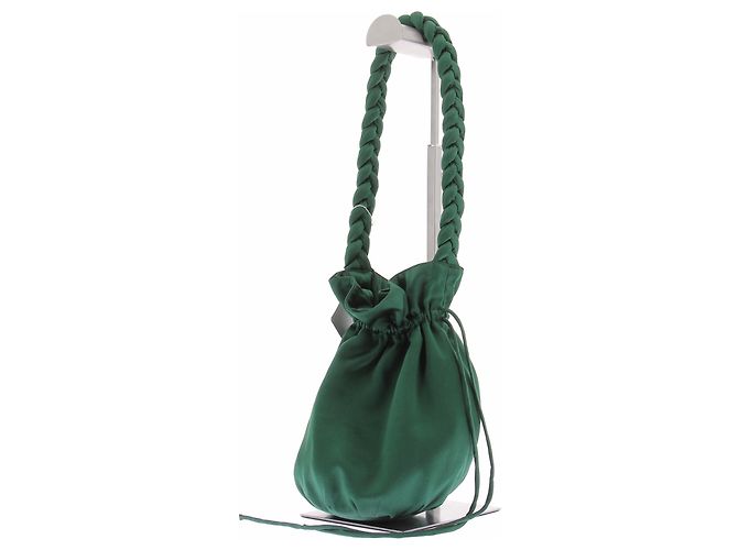Autre Marque Borsa "Potli" in raso verde - vista 2