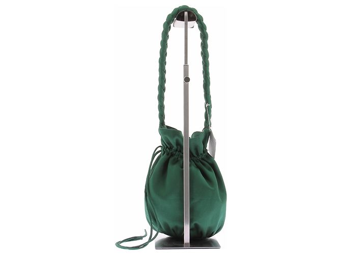 Autre Marque Borsa "Potli" in raso verde - vista 3