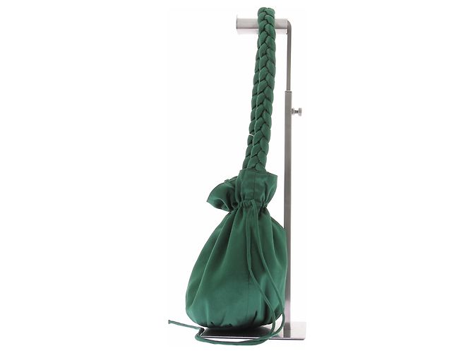 Autre Marque Borsa "Potli" in raso verde - vista 4