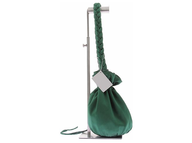 Autre Marque Borsa "Potli" in raso verde - vista 5