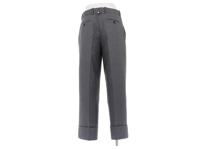 Thom Browne Pantalones rectos de lana grises - vista 2