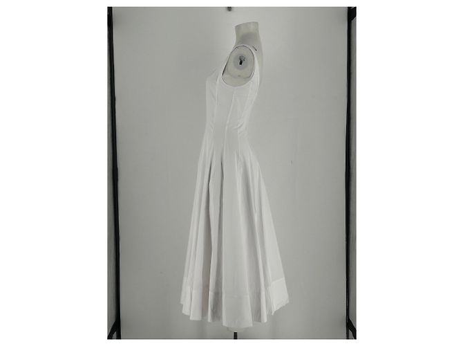 Vestido largo blanco de algodón Staud - vista 3