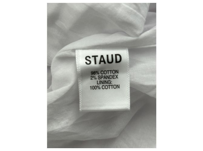 Vestido largo blanco de algodón Staud - vista 6