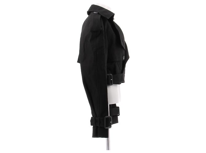 Autre Marque WARDROBE NYC Kurzer schwarzer Baumwoll Trenchcoat - Ansicht 3