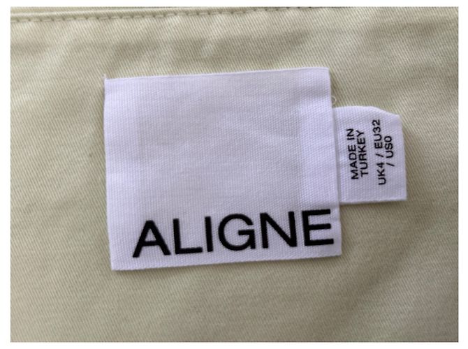 Autre Marque Gonna verde in cotone a trapezio ALIGNE - vista 3