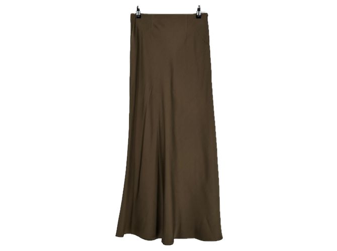 Autre Marque Falda de satén de seda caqui LILYSILK Talla 34 - vista 2