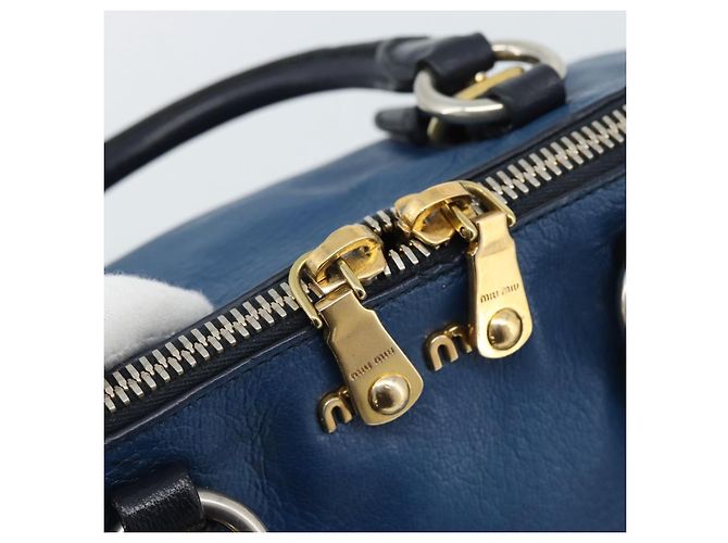 Miu Miu Hand Bag Leather 2way Blue Gold - vista 10