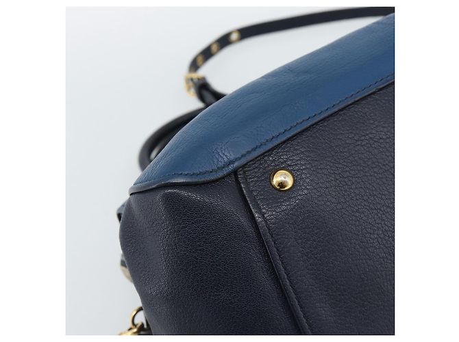 Miu Miu Hand Bag Leather 2way Blue Gold - vista 18