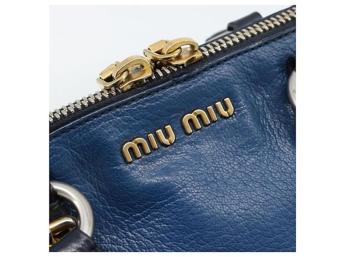 Miu Miu Hand Bag Leather 2way Blue Gold - vista 19