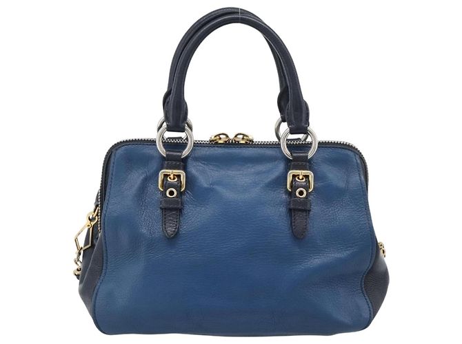 Miu Miu Hand Bag Leather 2way Blue Gold - vista 2