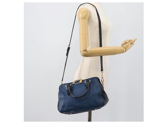 Miu Miu Hand Bag Leather 2way Blue Gold - vista 27