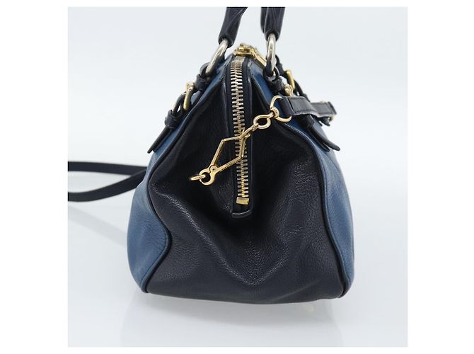 Miu Miu Hand Bag Leather 2way Blue Gold - vista 3