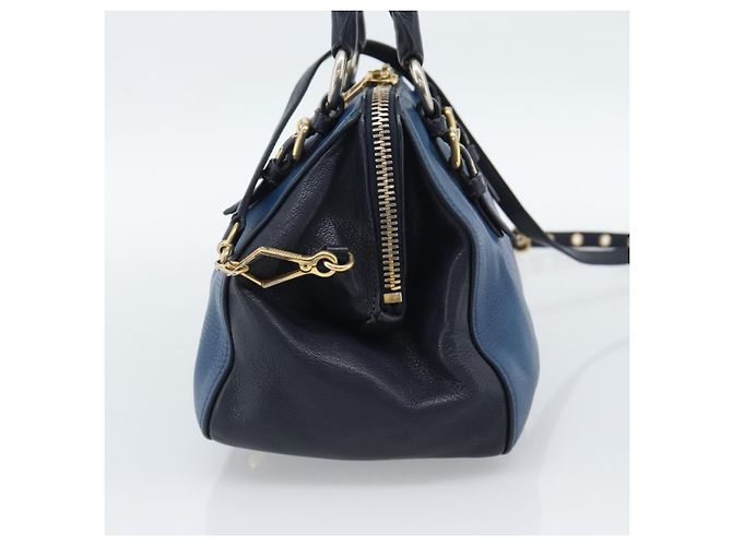 Miu Miu Hand Bag Leather 2way Blue Gold - vista 4