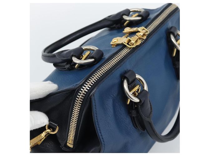 Miu Miu Hand Bag Leather 2way Blue Gold - vista 6