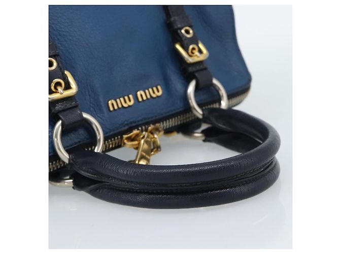 Miu Miu Hand Bag Leather 2way Blue Gold - vista 7