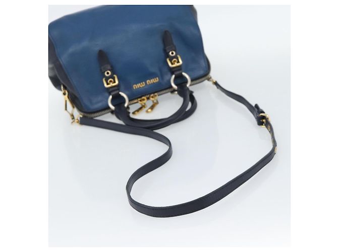 Miu Miu Hand Bag Leather 2way Blue Gold - vista 8