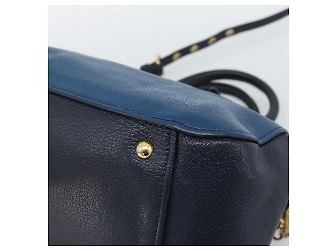 Miu Miu Hand Bag Leather 2way Blue Gold - vista 9