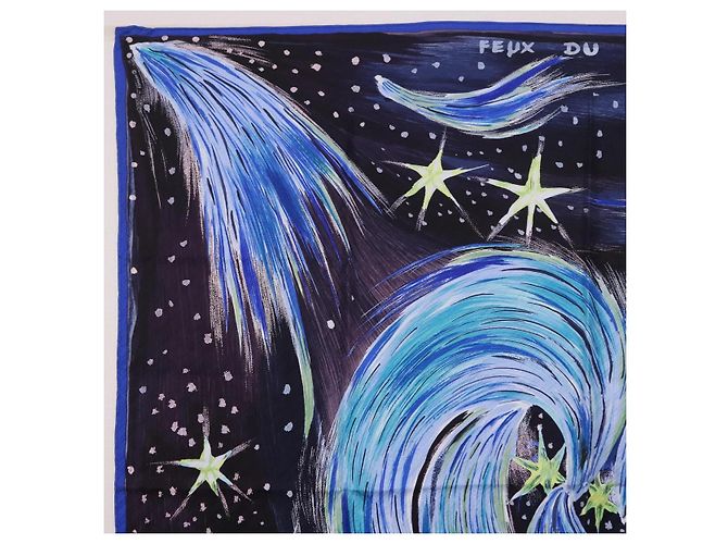 Hermès HERMES Carre 90 Scarf  FEUX DU CIEL  Silk Blue - vista 2