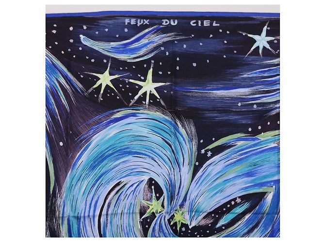 Hermès HERMES Carre 90 Scarf  FEUX DU CIEL  Silk Blue - vista 3